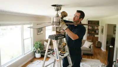 Ceiling fan installation service for Milwaukee, WI homes by professional electricians