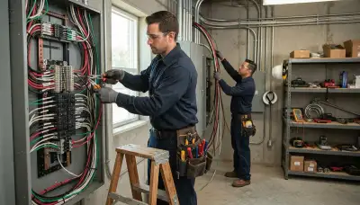 Electrician providing residential electrical wiring services in Milwaukee, WI