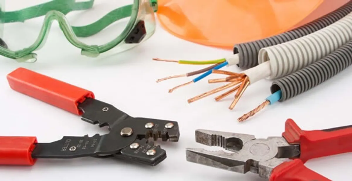Electrical wiring repair with professional tools and safety equipment in Butler, WI