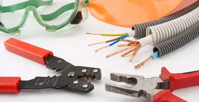 Electrical wiring repair with professional tools and safety equipment in Cudahy, WI