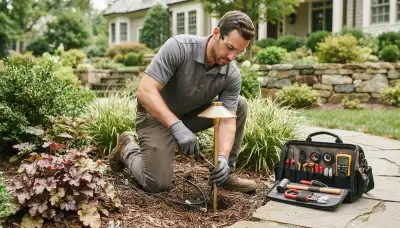 Landscape lighting installation for a Milwaukee, WI home by a professional electrician