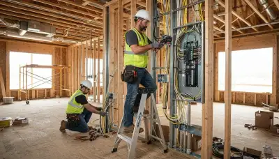 Milwaukee electrician installing new construction wiring and circuits for a residential electrical panel