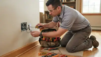 Milwaukee, WI electrician providing professional outlet repair service in a residential home