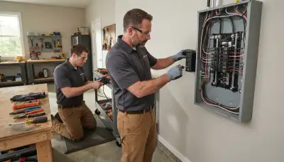Milwaukee, WI electrician installing whole-home surge protection at an electrical panel